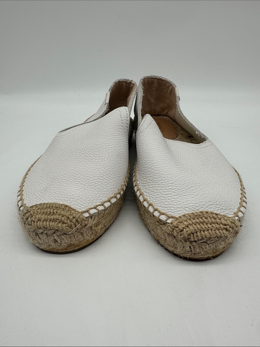 Soludos Cream Leather Espadrille Platform Slip-On - Picture 2 of 9
